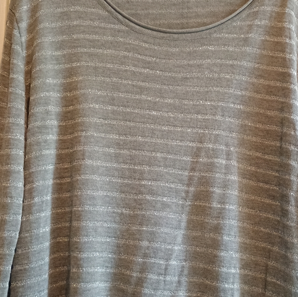 Lane Bryant‎ Women's 2XL Gray White Striped Knit Sweater Plus Size 18/20... - Picture 3 of 13